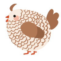 A cream and brown chicken with a lace pattern
