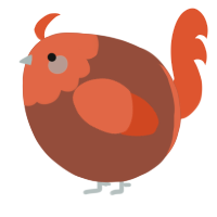 A russet and vermilion chicken with a head pattern
