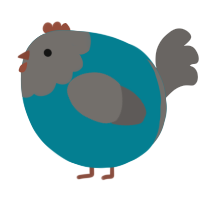 A sea and grey chicken with a head pattern
