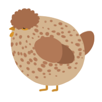 A beige and brown chicken with a speckle pattern