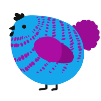 A sky and plum chicken with a bar pattern