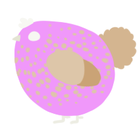 A lavender and beige chicken with a speckle pattern
