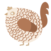 A cream and brown chicken with a lace pattern