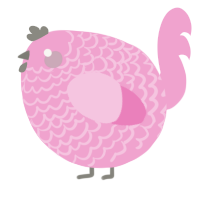 A pink chicken with a lace pattern