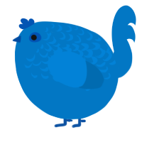 A sapphire chicken with a half-lace pattern