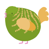 A chartreuse and honey chicken with a half-bar pattern