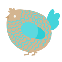 A beige and aqua chicken with a lace pattern