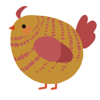 A gold and red chicken with a bar pattern