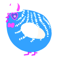 A sapphire and cream chicken with a half-bar pattern
