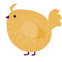 A honey chicken with a speckle pattern