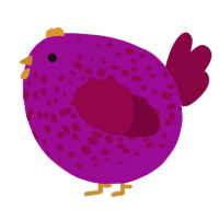 A plum and maroon chicken with a speckle pattern