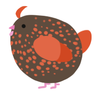 A bark and vermilion chicken with a speckle pattern