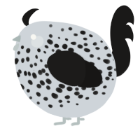 A mist and sable chicken with a speckle pattern