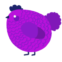A amethyst and violet chicken with a lace pattern
