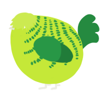 A lime and viridian chicken with a half-bar pattern