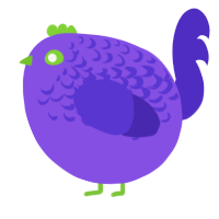 A blurple and indigo chicken with a half-lace pattern