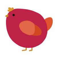 A crimson and vermilion chicken