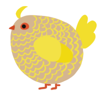 A beige and yellow chicken with a lace pattern