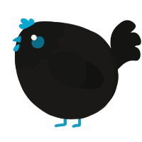 A sable and black chicken with a head pattern
