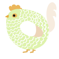 A apple and cream chicken with a lace pattern