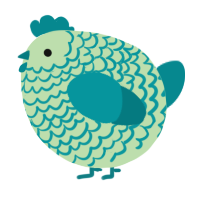 A gluppy and teal chicken with a lace pattern