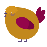 A ochre and maroon chicken