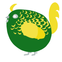 A leaf and yellow chicken with a half-lace pattern
