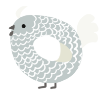 A silver and white chicken with a lace pattern