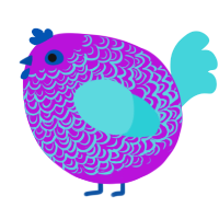 A amethyst and aqua chicken with a double-lace pattern