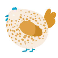 A cream and orange chicken with a speckle pattern