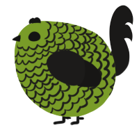 A chartreuse and sable chicken with a lace pattern