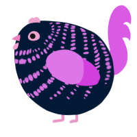 A tumblr and orchid chicken with a bar pattern