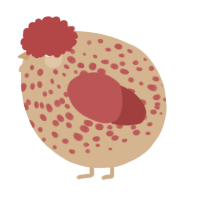 A beige and red chicken with a speckle pattern