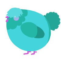 A aqua and turquoise chicken with a head pattern