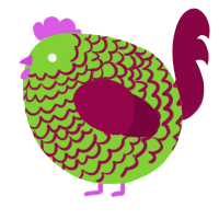 A grass and maroon chicken with a lace pattern