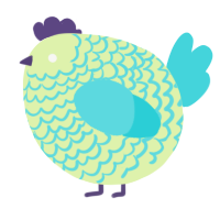 A apple and aqua chicken with a lace pattern