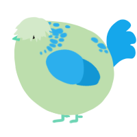A gluppy and sky chicken with a neck-speckle pattern