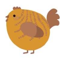 A orange and brown chicken with a half-bar pattern