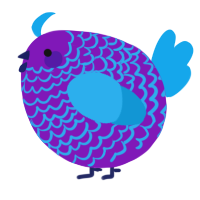 A violet and sky chicken with a lace pattern