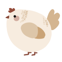 A cream and beige chicken with a neck-band pattern