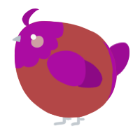 A red and plum chicken with a head pattern