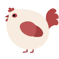 A cream and red chicken