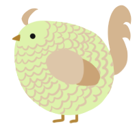 A apple and beige chicken with a lace pattern