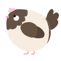 A cream and bark chicken with a head pattern