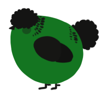 A leaf and black chicken with a neck-band pattern