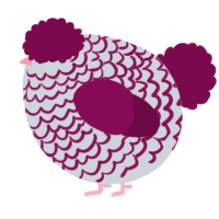 A mist and wine chicken with a lace pattern