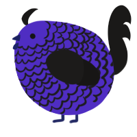A indigo and sable chicken with a lace pattern
