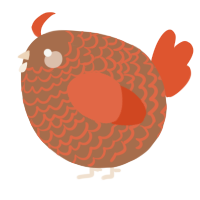 A brown and vermilion chicken with a lace pattern