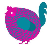 A fuchsia and sea chicken with a lace pattern