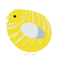A yellow and mist chicken with a bar pattern